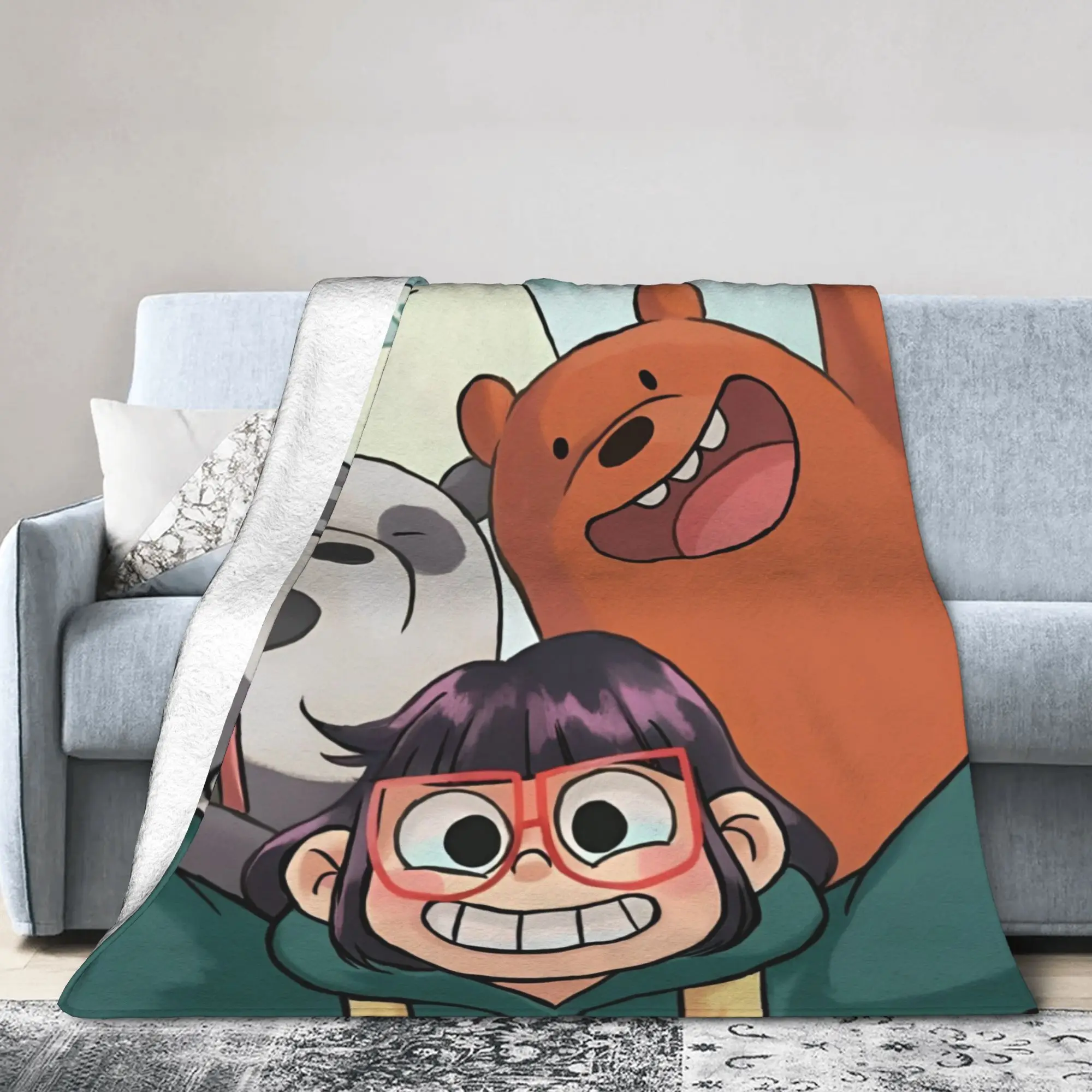 

Одеяла We B-Bare Bears, фланелевые пледы, кровать, диван, портативные мягкие теплые покрывала,