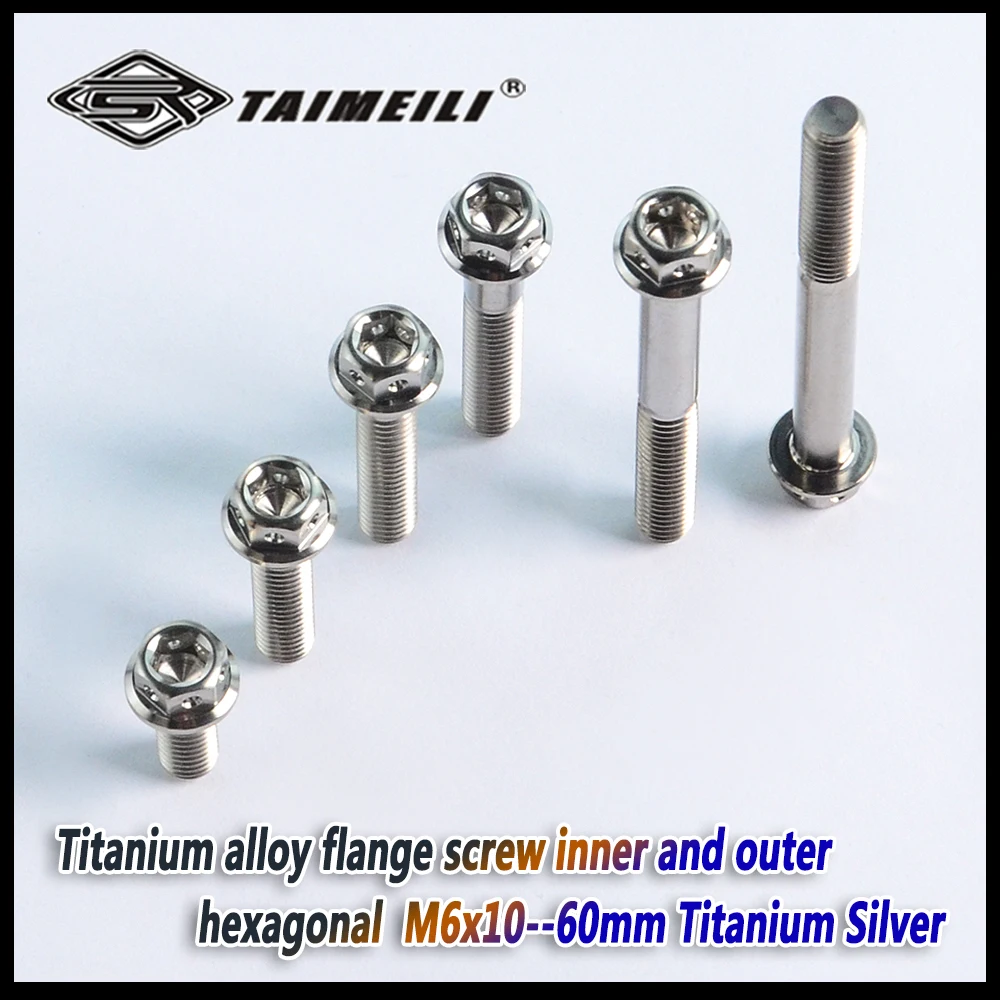 TAIMAILI titanium alloy flange screw inner and outer hexagonal silver M6x/10/15/20/25/30/35/45/50/60mm motorcycle repair screw