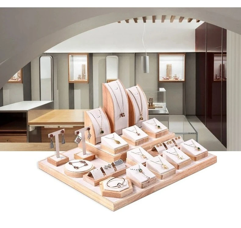 Wooden High-end Jewelry Display Rack Ring Storage Tray Necklace Bracelet Display Props Jewelry Display Tools