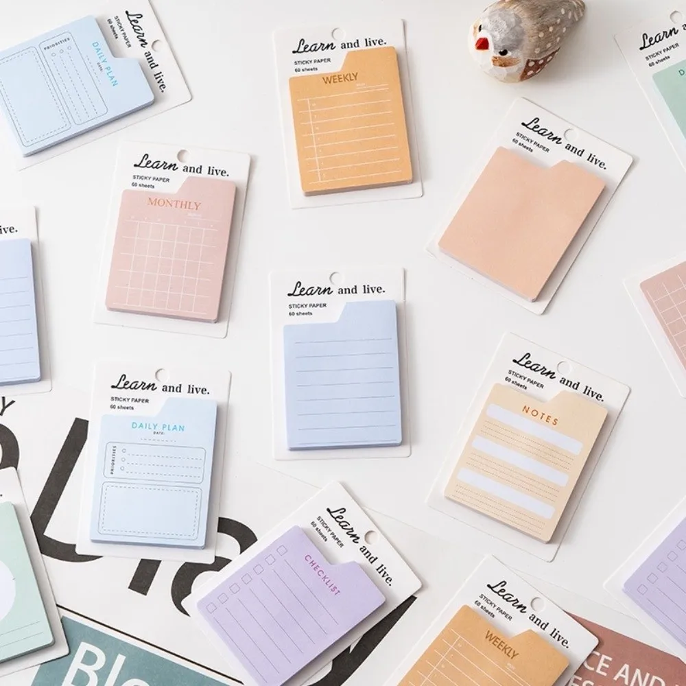New 60 Pages Memo Pad Self-adhesive Dual Daily List Note Paper Scheduler Planner Mini Yearly Office Plan Paper