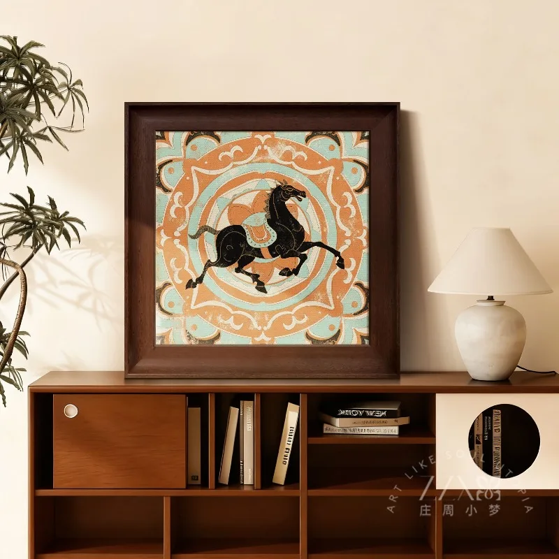 Vintage Mid-century Horse Art Painting Aesthetic Tabletop Ornament Dresser Cabinet Decor Piece Living Hall Interior Home Styling