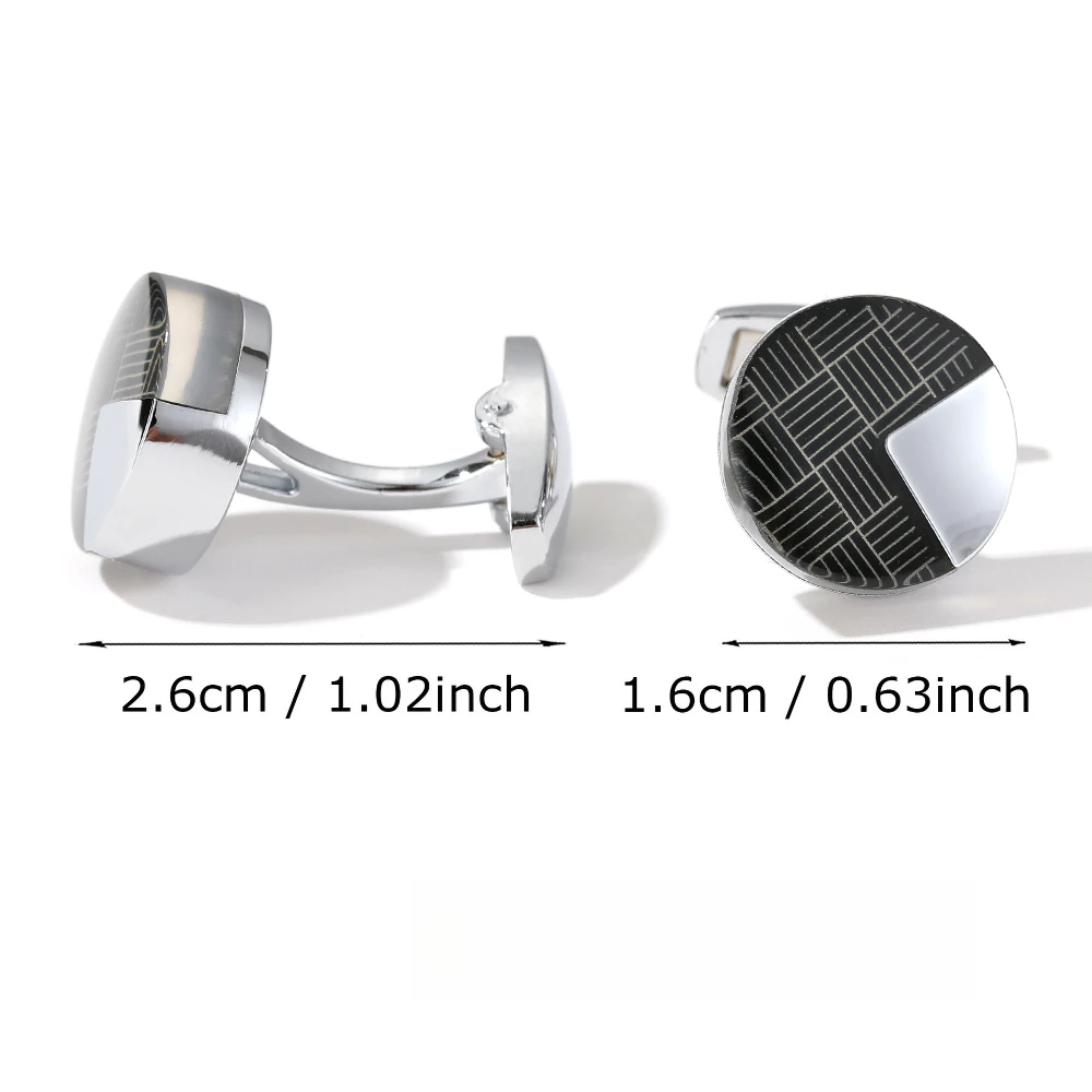 Black And White Geometric Grid Light Luxury Men's Cufflinks Bright Metallic Texture Business Cuff Buckle Formal Accessories