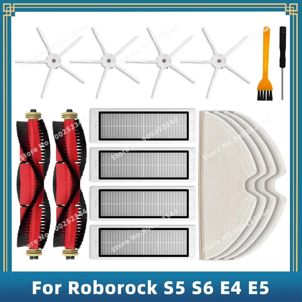Compatible For Xiaomi Roborock S5 Max S50 S55 S5 S6 S6 MaxV S6 Pure E4 E5 Robot Vacuum Spare Parts Main Side Brush Filter Mop