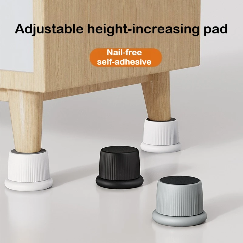 Height-adjustable table risers, refrigerator and washing machine risers, sofa table foot pads, furniture heightening pads