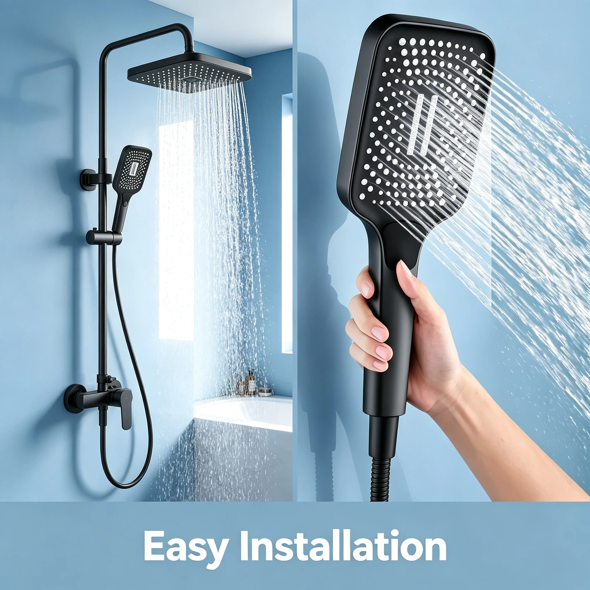Hand Shower High Pressure Handheld Shower Head with Dense Nozzles for Relaxing Bathroom Shower Experience