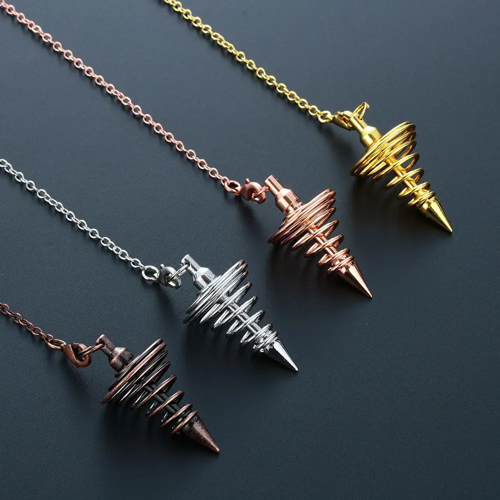 Jewelry Gold Silver Antique Copper Rose Gold Spiral Cone Pattern Healing Pyramid Pendule Reiki Reiki Pendulum Pendant Amulet