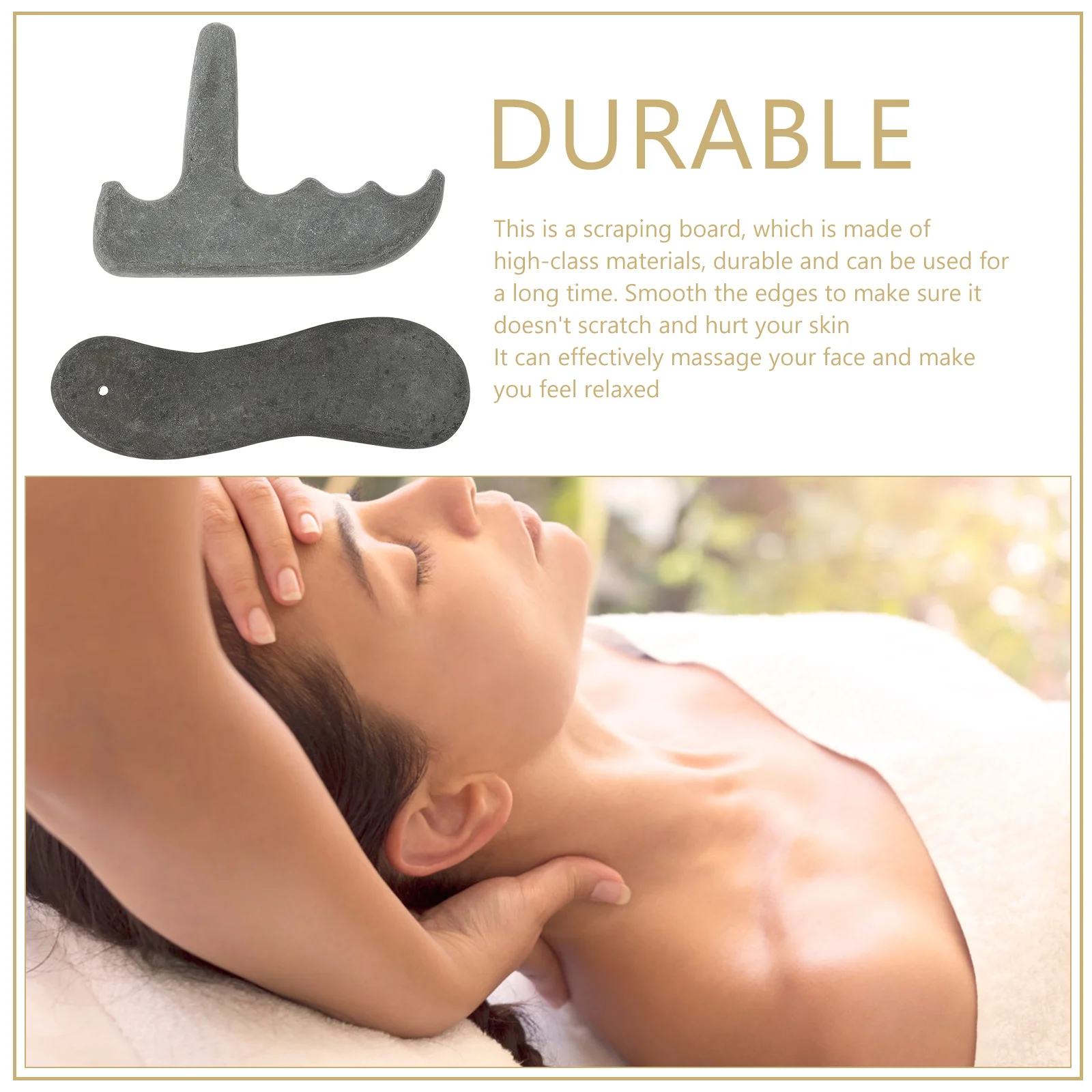 2Pcs Highclass Material Scraping Board Durable Face Massage Tool Portable Lymphatic Massager Smooth Edges Relaxation