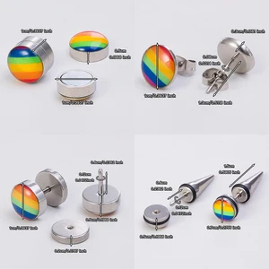 1 زوج من أقراط الأذن قوس قزح الموضة لفخر المثليين والمثليات ، قرط مغناطيسي من الفولاذ المقاوم للصدأ LGBT ، أقراط غير مثقوبة أفضل 6 مبيعات أقراط مثلية - رقم 6