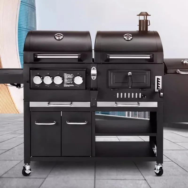 Carbon gas dual-purpose courtyard outdoor barbecue grill, household villa gas barbecue grill