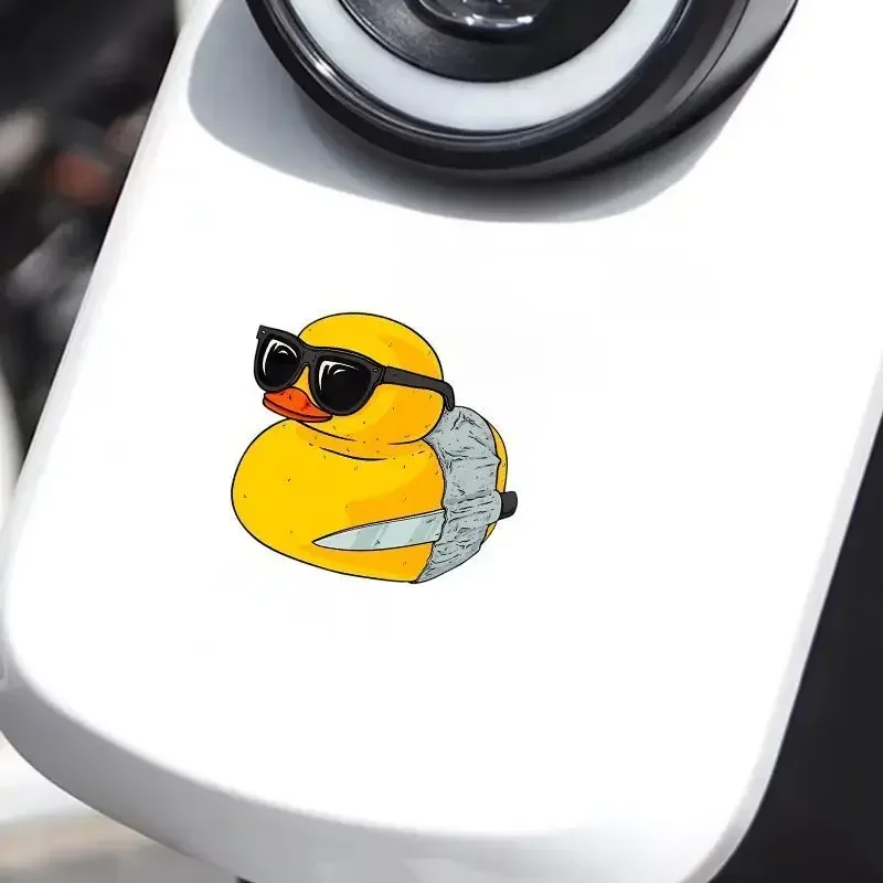 Cute Cartoon Yellow Duck With Sunglasses Vinyl Sticker Waterproof Decal for Car Window Motorcycle EV Scratch Laptop Cover Decor