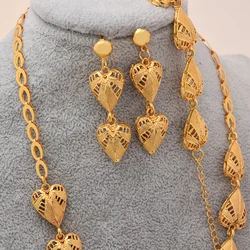 African Plated Gold Jewelry Set For Women Indian Earring and Necklace Nigeria Moroccan Bridal Accessorie Anniversary Gifts