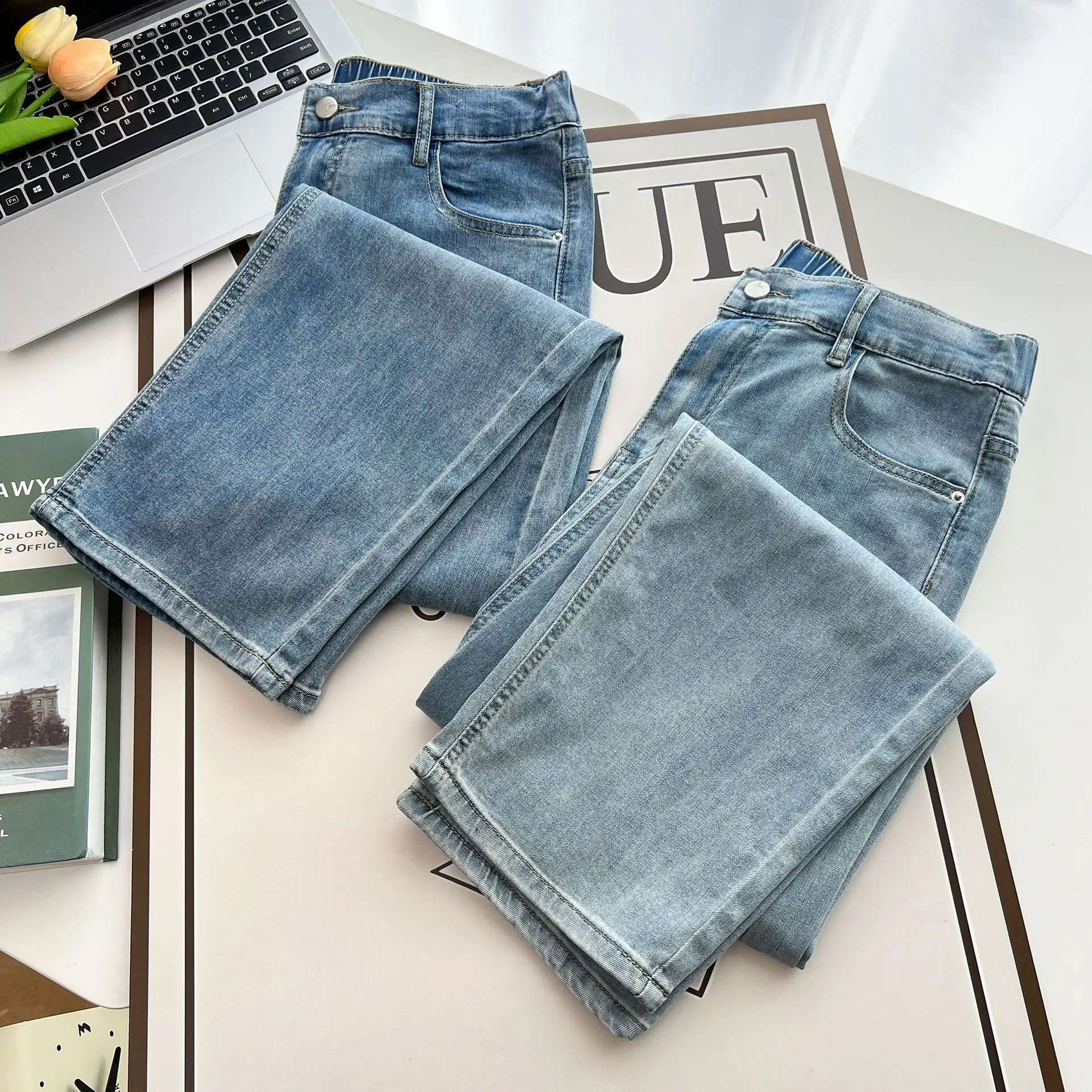 Thin Lyocell Jeans Women's Summer 2024 New Plus Size High Waist Slim Casual Lyocell Denim Harem Pants