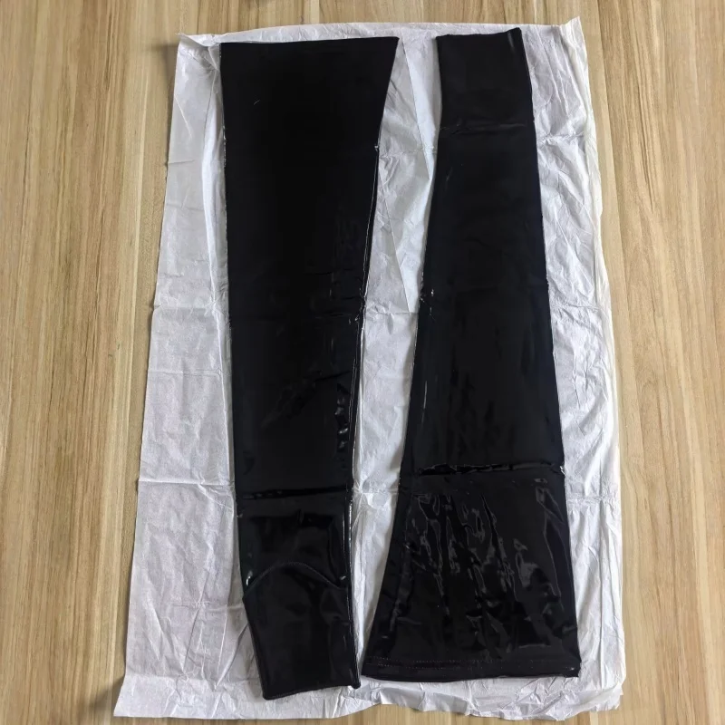 M - 4XL Plus Size Wetlook PVC-Leder Overknee-Strümpfe Damen Sexy Glänzende Ölfarbene Fußlose Strümpfe für Pole Dance Clubwear – Detail 4