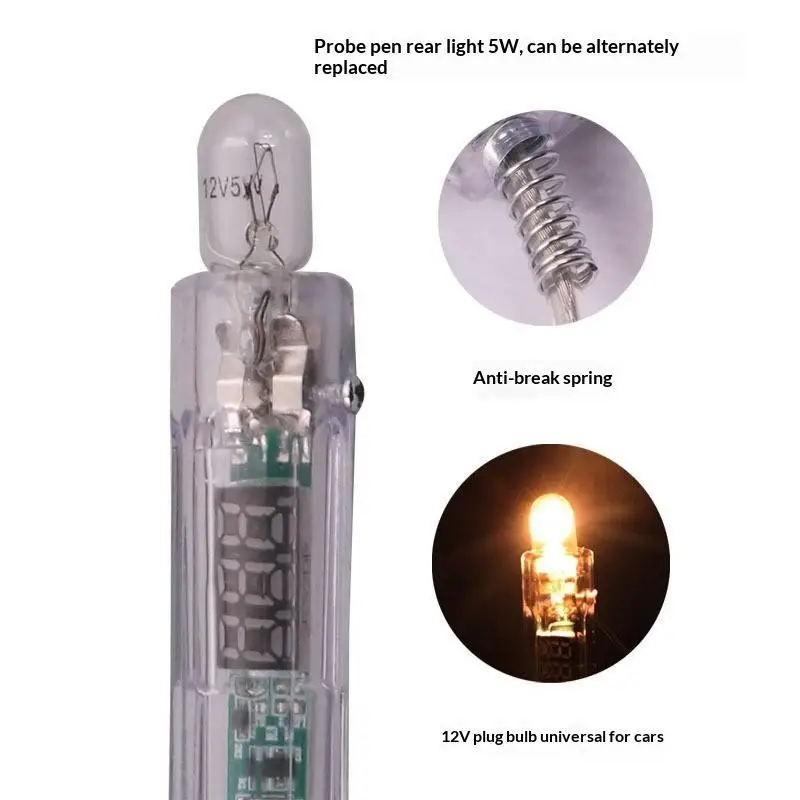 6V 12V 24V DC Car Truck Voltage Circuit Tester Digital: Display Long Probe Pen Light Bulb Diagnostic