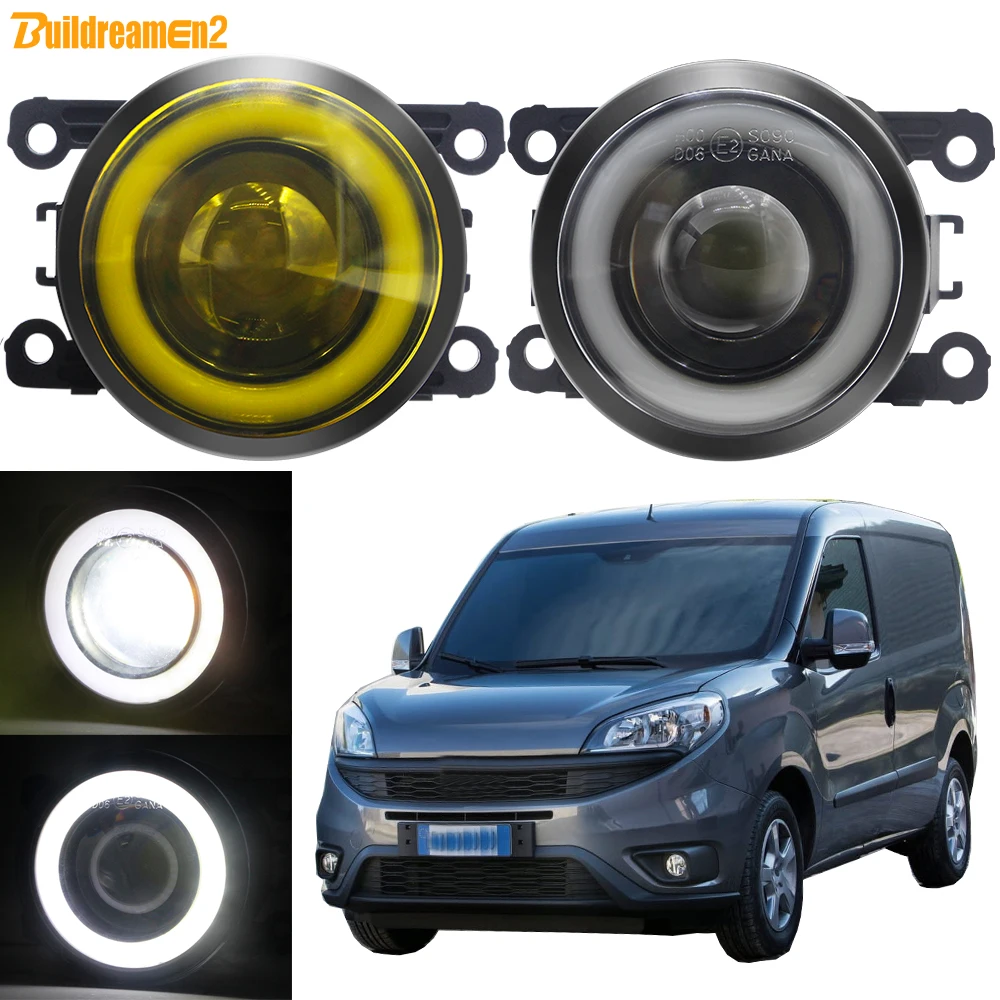 2 X 30W 3000LM LED COB Fog Light with Angel Eye DRL For Fiat Doblo (263_) 2010-2023 Car Front Fog Daytime Running Lamp Assembly