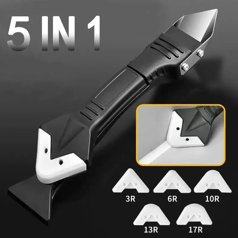 5 in 1 Caulking Finisher Tool Set, Silicone Scraper, Soft Sealant, Towing Kit, Floor Mold Removal, Hand Tool Set