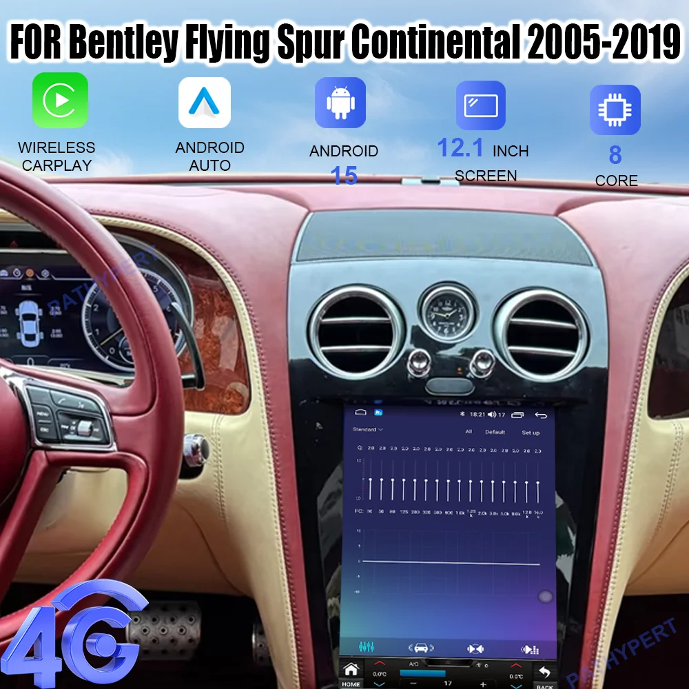 Car Radio Android 15 For Bentley Flying Spur Continental 2005-2019 Multimedia Player Auto Bluetooth Stereo Carplay GPS 4G WIFI