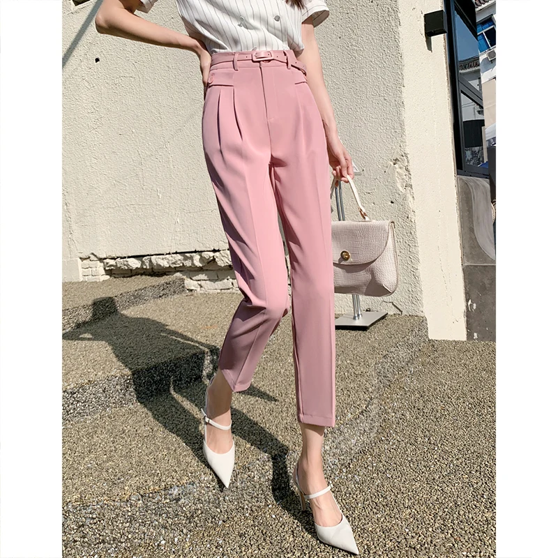 

Chic Korean Fashion Ladies Wear Fit Cropped Pants Women OL High Waist Zipper Fly Trousers Female Streetwear Clothes BPyK1061