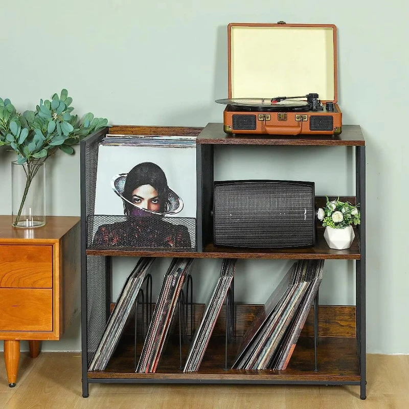 Home Living Room Office Bedside Sofa Side Books Magazines Vinyl Record Storage Rack Song Rack