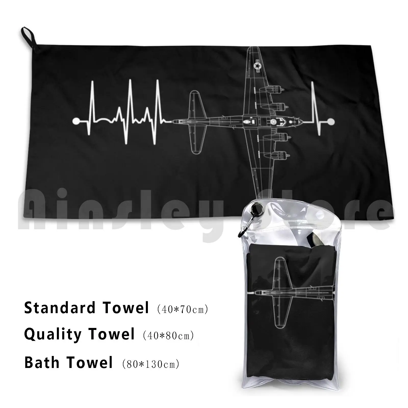 B17 Flying Fortress Airplane Pulse Ekg Pilot Heartbeat Shirt Gear Beach Towel Quick Dry Quality Towel B17 B 17 Bomb