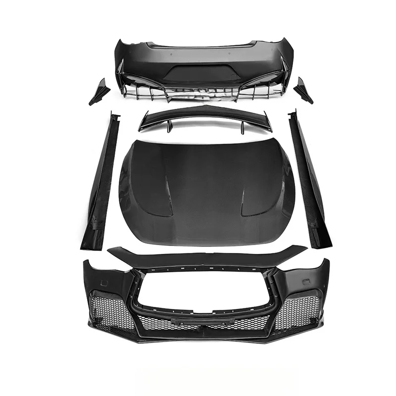 High Quality Project Black S Style Carbon Fiber Full Body Kit Fit Infiniti Q60 2016-2022 Complete Exterior Facelift Upgrade Modi
