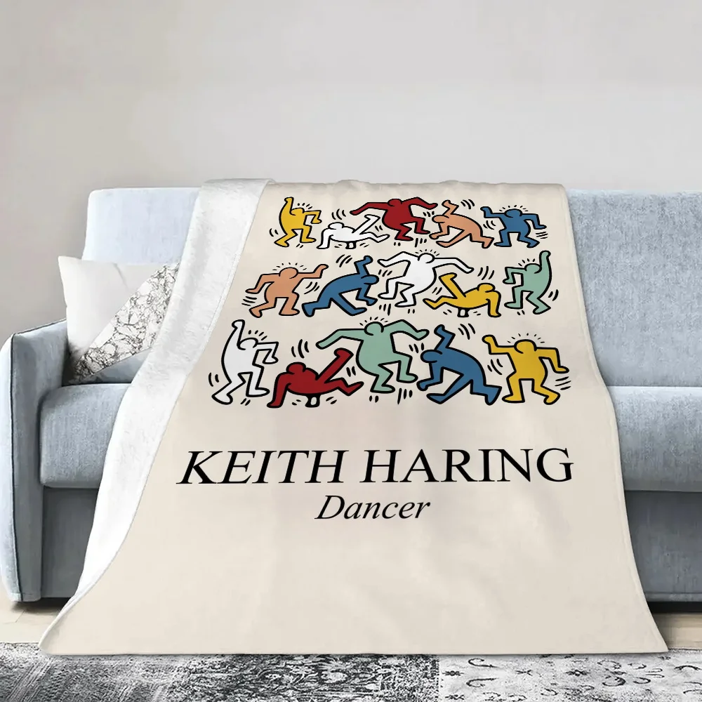 Keith Harings Microfiber Bedding Fluffy Plaid Cobija Sofa Throw Blanket Fluffy Interior for Home Warm Blankets for Cold Knee Nap