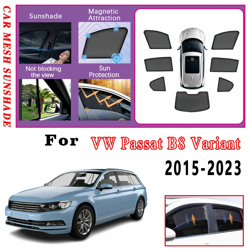 For Volkswagen VW Passat B8 Variant Accessories 2019 2014~2023 Car Mesh Sunshade Side Window Sun Visors Magnetic Protect Privacy