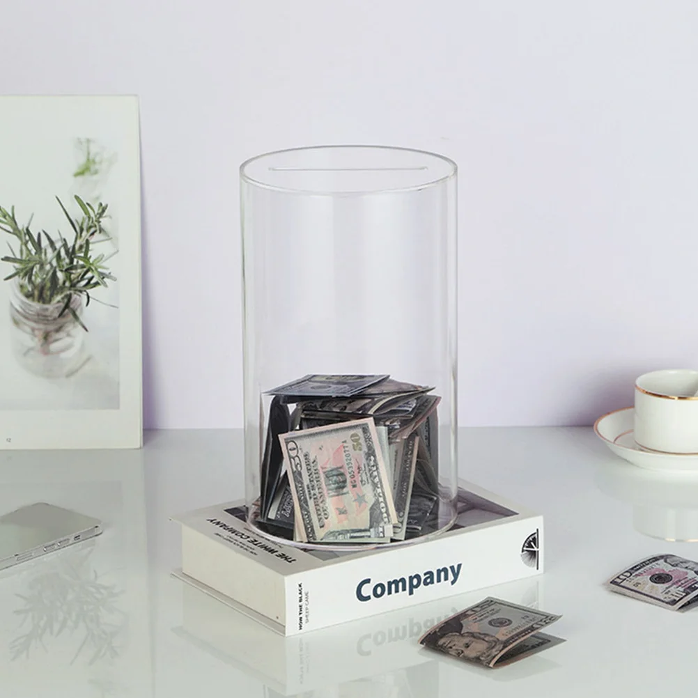 

Durable Acrylic Money Box Clear Piggy Bank for Cash Saving Stylish Desktop Storage Container Holiday Present Acrylic Money Box
