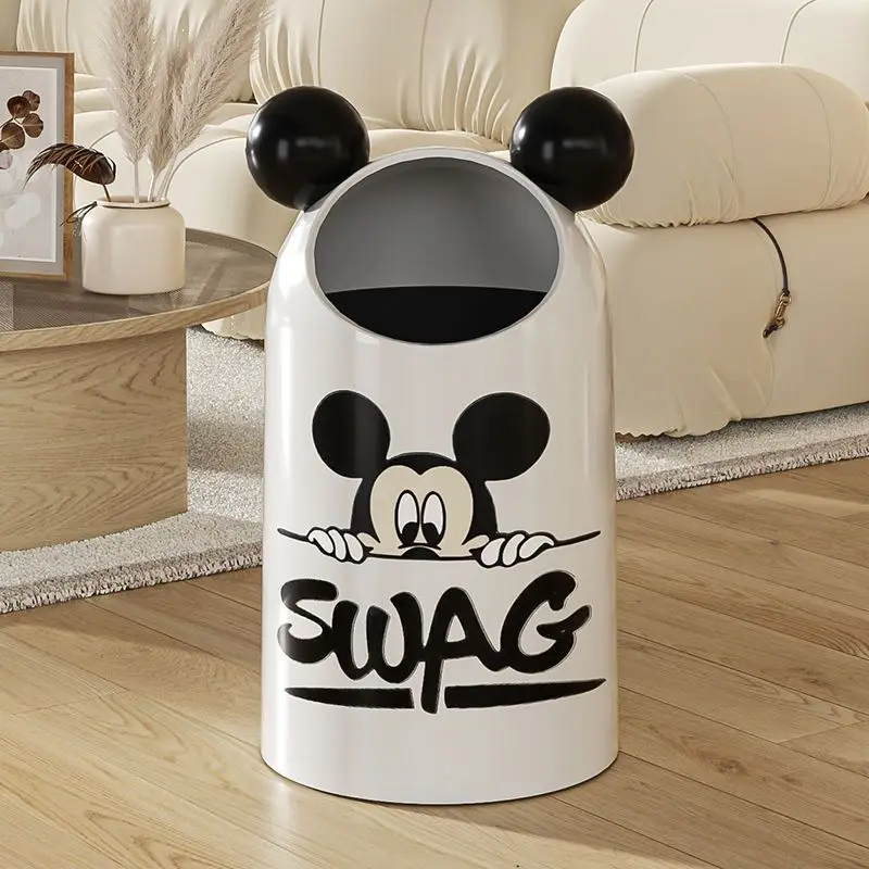 Disney Mickey Minnie animation peripheral cartoon trash can creative kawaii storage bucket ins household trash basket wholesale