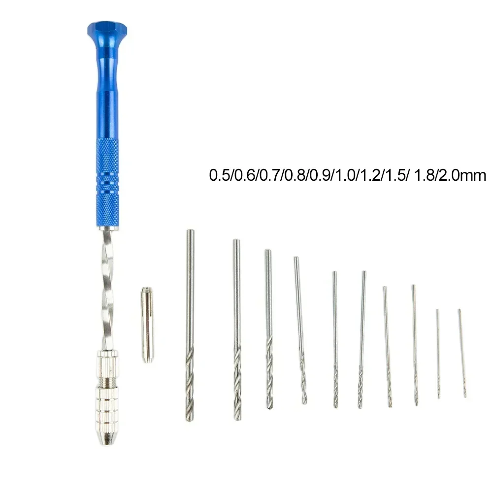 Automatic Mini Micro Hand Drill Aluminum Spiral Hand Manual Push Chuck 0.5-3.0mm Drill Bits Manual Hole Punch Tools