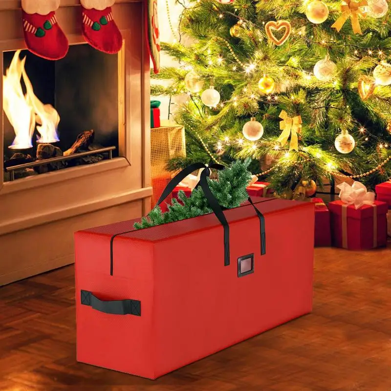 Christmas Storage Containers Large Size Tree Bag With Solid Handle Ornament Storage Box Dust-Proof Christmas Tree Box Artificial