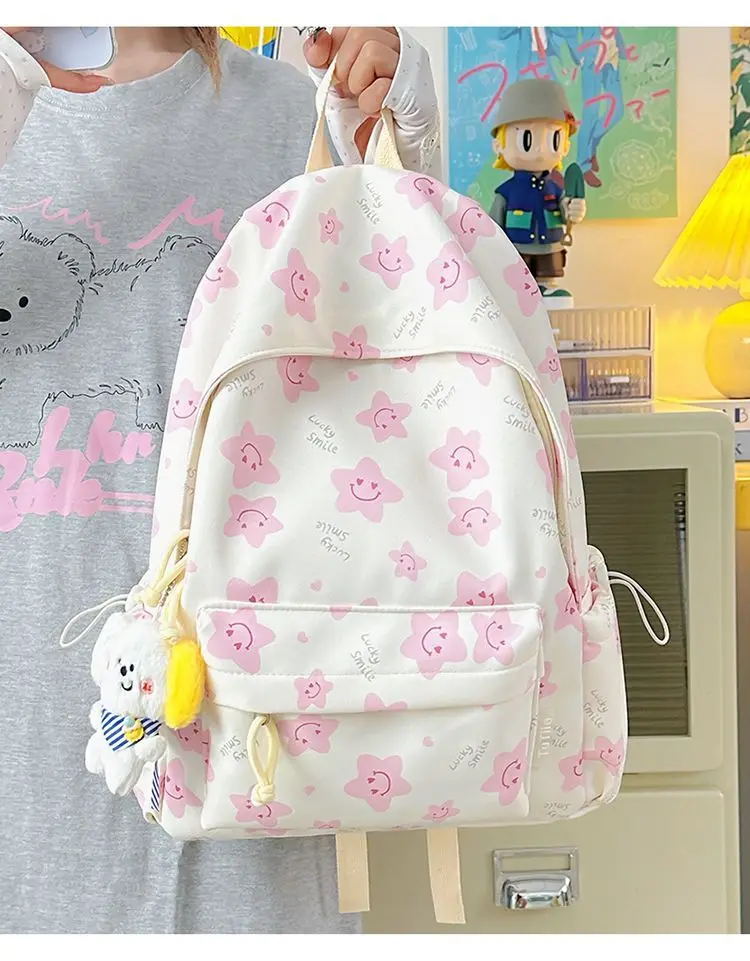 Mochilas juveniles adolescentes Japanischer Rucksack, süßer Rucksack für Schüler der Mittelstufe, große Damentasche mit Stern