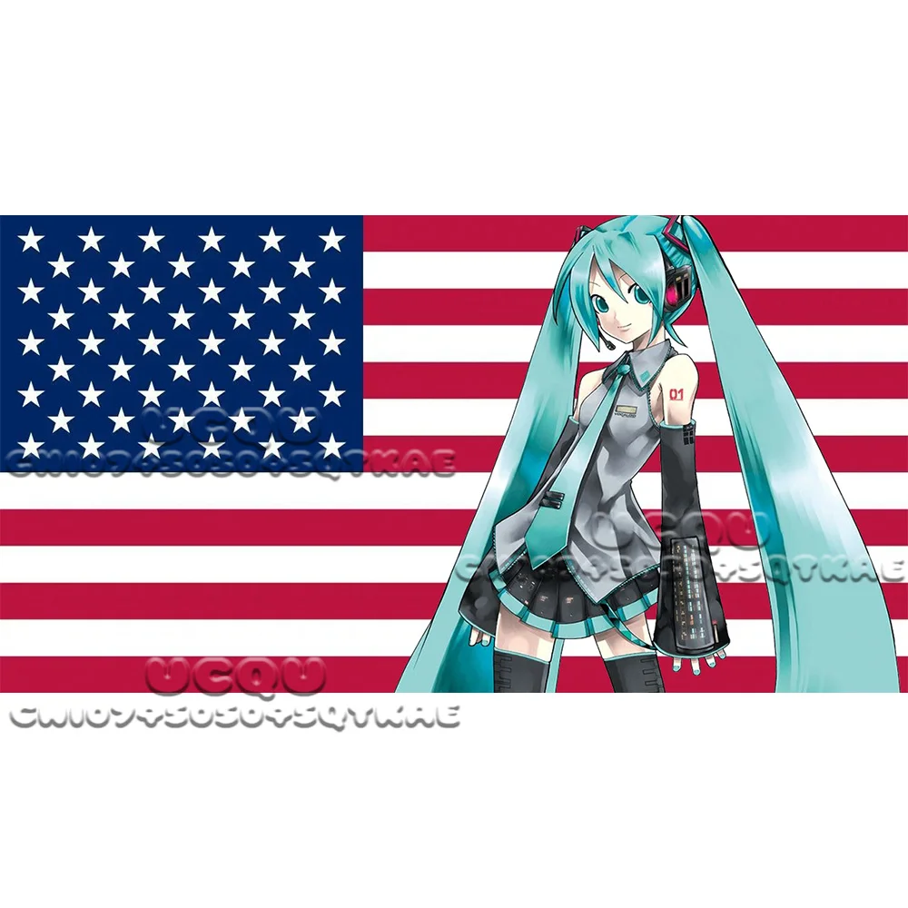 Hatsune Miku American Flag Tapestry Anime Background Decoration Dormitory Bedhead Tapestry Living Room Sofa Background Cloth