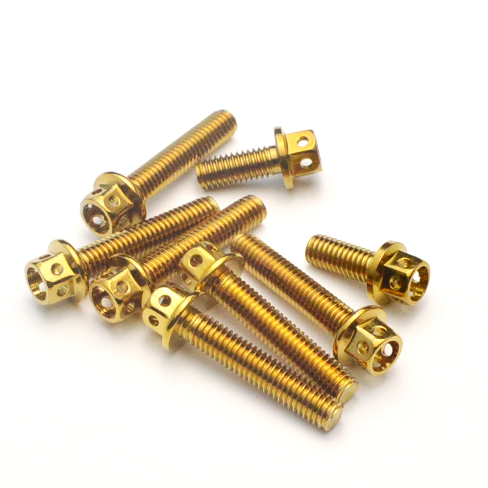 Motorcycle Crankcase Engine Screws Stainless Steel Bluing Gold Nut Cap Bolts Set for Yamaha LC135 S MX135 Sniper Classic 135