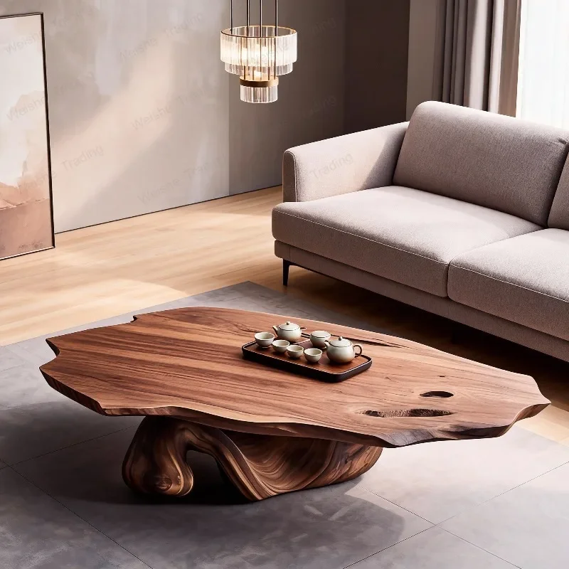 Superior sense wabi sandy wind medieval simple solid wood special-shaped coffee table B & B