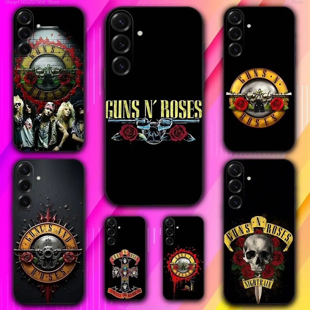 

G-Guns N Cool Roses For Samsung A 73,72,71,53,52,51,41,40,30,22,21,13,12,Note 20,10,9 Ultra Pro 5G Soft Phone Case