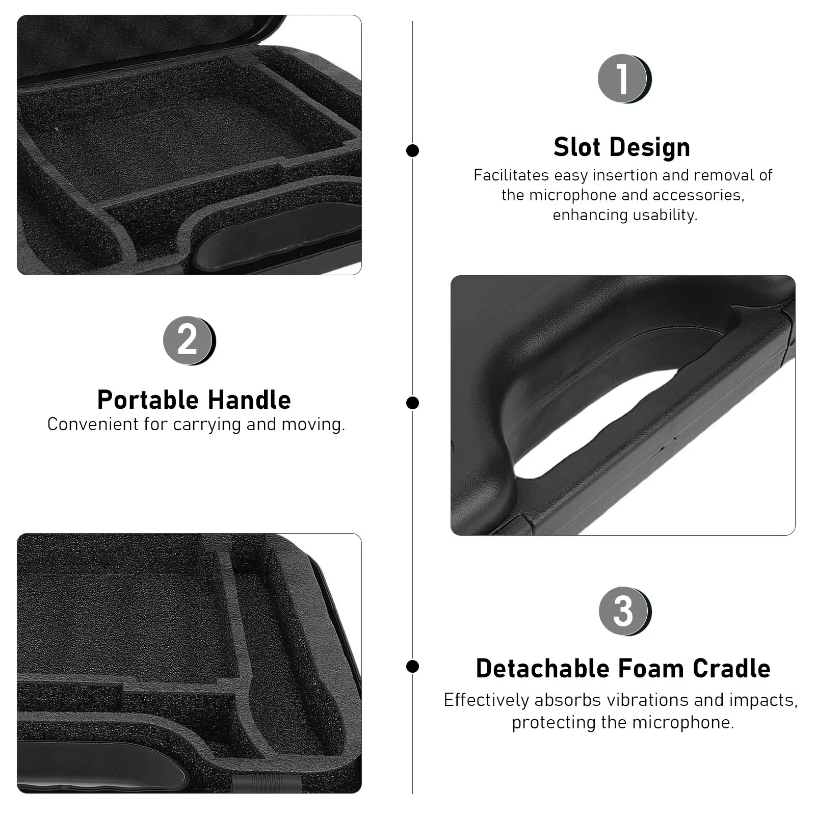 Mic Storage Box Microphone Carrying Case Fit for SM58 Portable Handle Design Detachable Foam  Mic Storage Bag for Travel