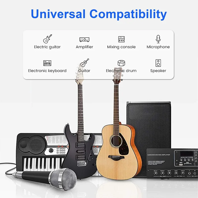 SHULIANCABLE 6,35mm Gitarren-Audiokabel, Nylon-Ummanteltes 6,35mm zu 6,35mm Klinkenkabel für E-Gitarre, Keyboards, etc. – Detail 2