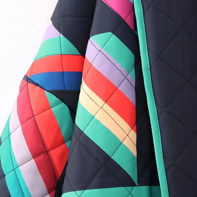 Chaqueta de algodón de manga larga con puños anchos y frente abierto multicolor para mujer, estilo moderno, ropa informal de invierno.