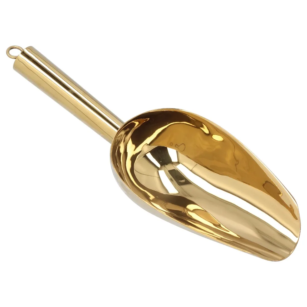 Freezer Accessory Stainless Steel Ice Scoop U Shaped Sturdy Ice Scooper Multi-functional Gold Beach Shovel Candy/Sugar/ Flour