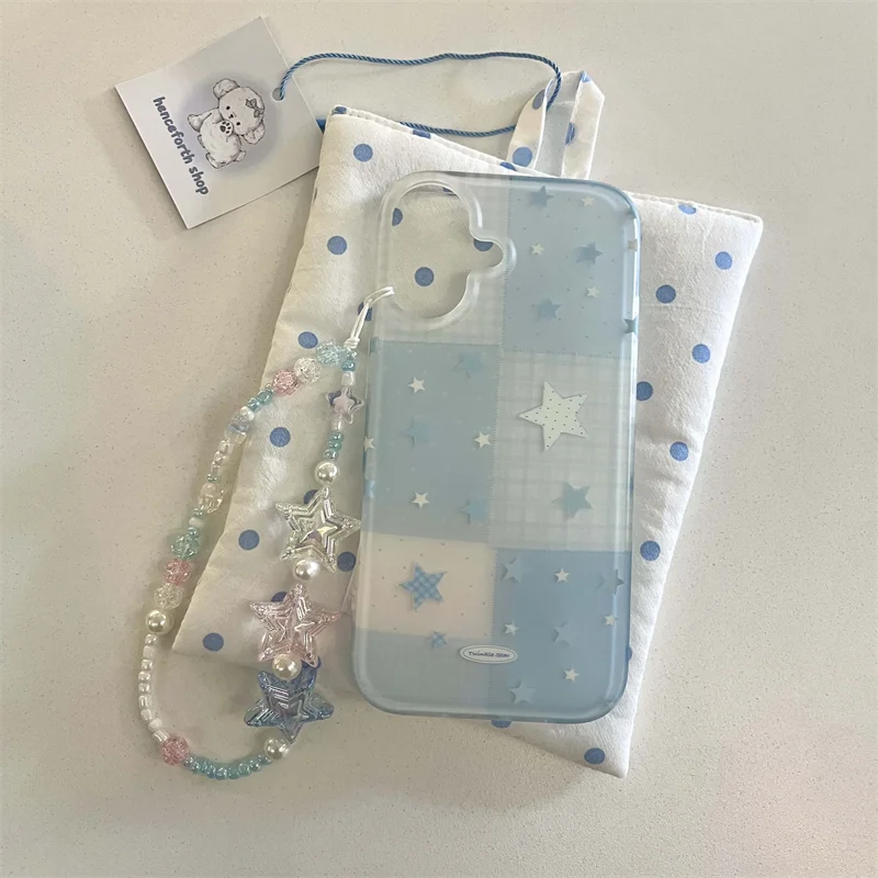 漫画風のかわいい青い格子柄の星柄スマホケース iPhone  - Phone Cases Pinterest のレビューと価格