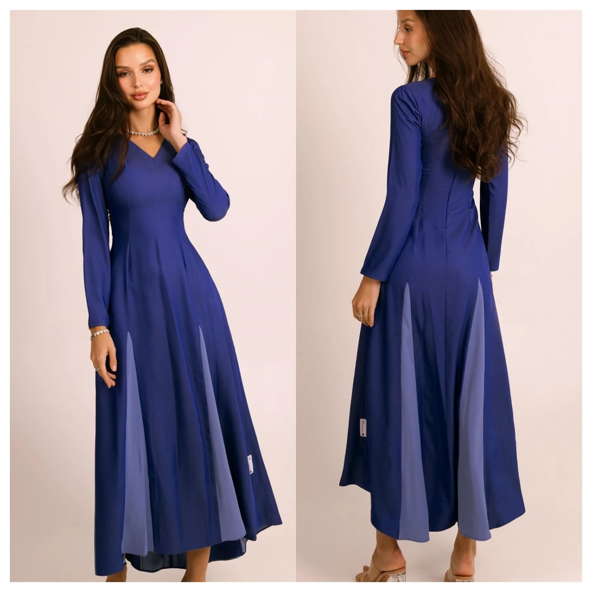 Dostosowana klasyczna fioletowa suknia wieczorowa z dżerseju, dekolt w serek, długie rękawy, sukienka na powrót do domu, suknie na specjalne okazje, wysokiej jakości miękkie