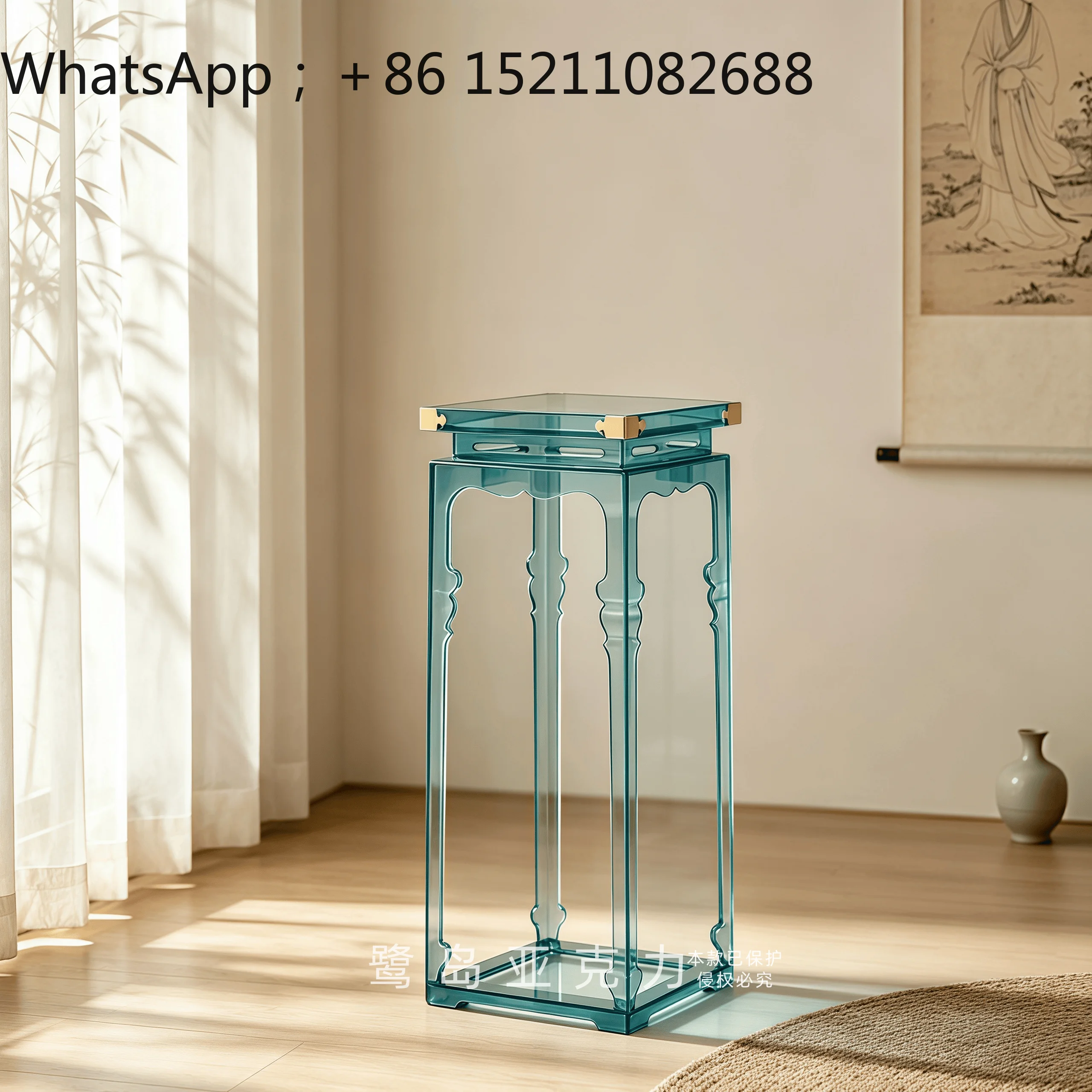 LLY sofa side few acrylic Chinese shelves small corner cabinet artistic flower stand living room side cabinet