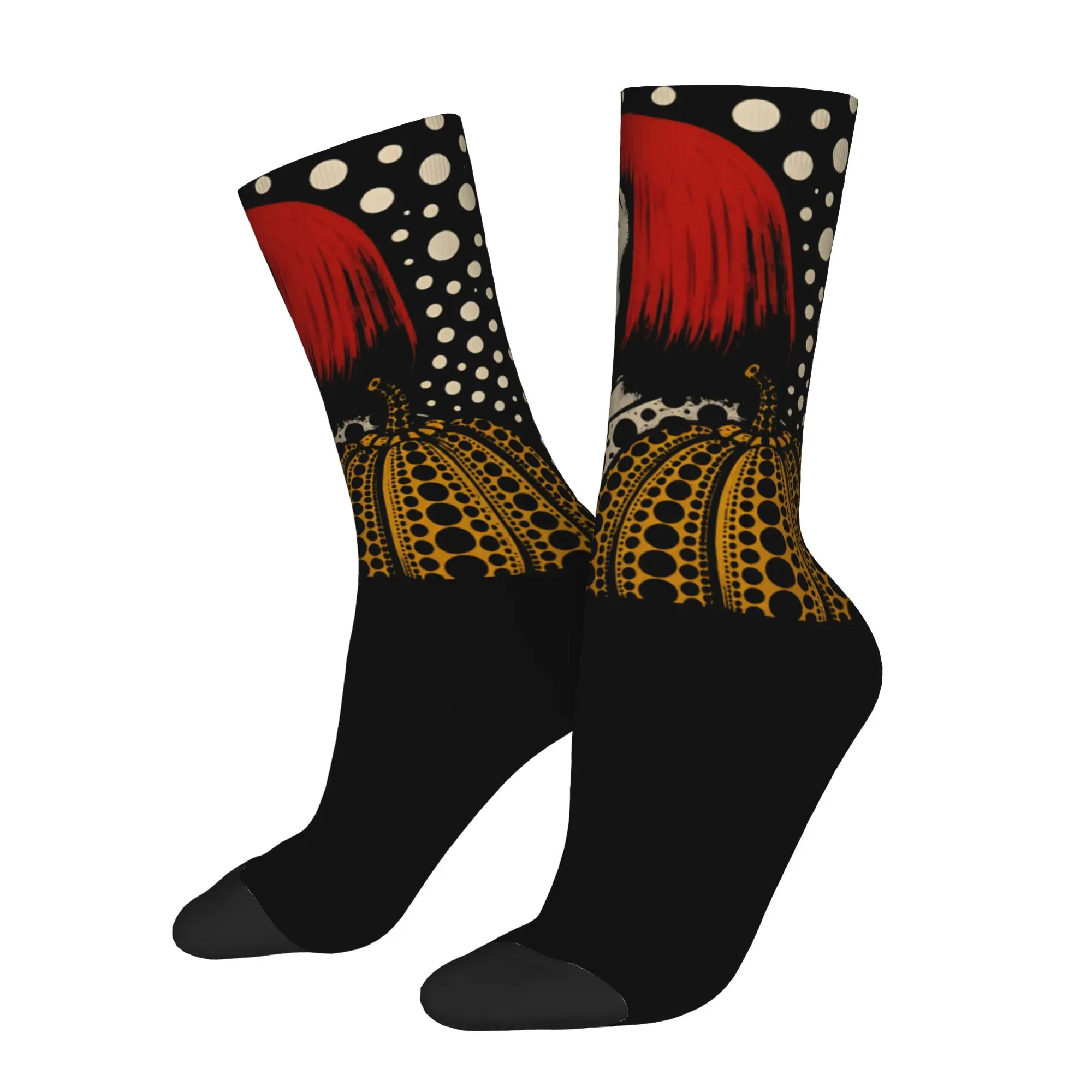 Yayoi Kusama Socks Men's Women's Polyester Funny Happy  Socks Novelty Spring Summer Autumn Winter Middle Tube Socks Gift