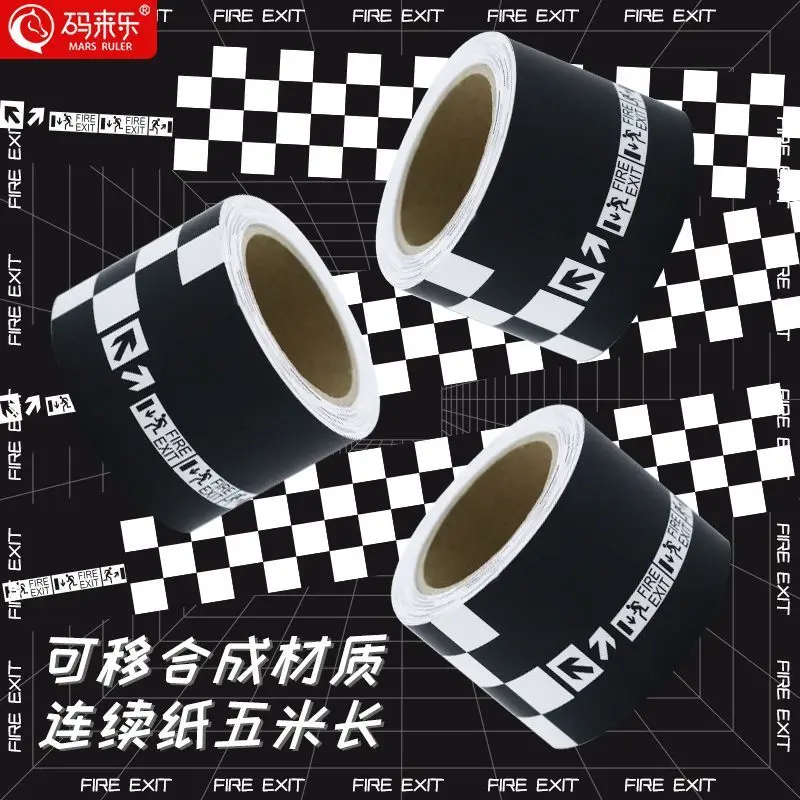 

Custom Black and White Letter Trend Tape Thunder Fish Stain Waterproof Sticker Long Strip Warning Personalized