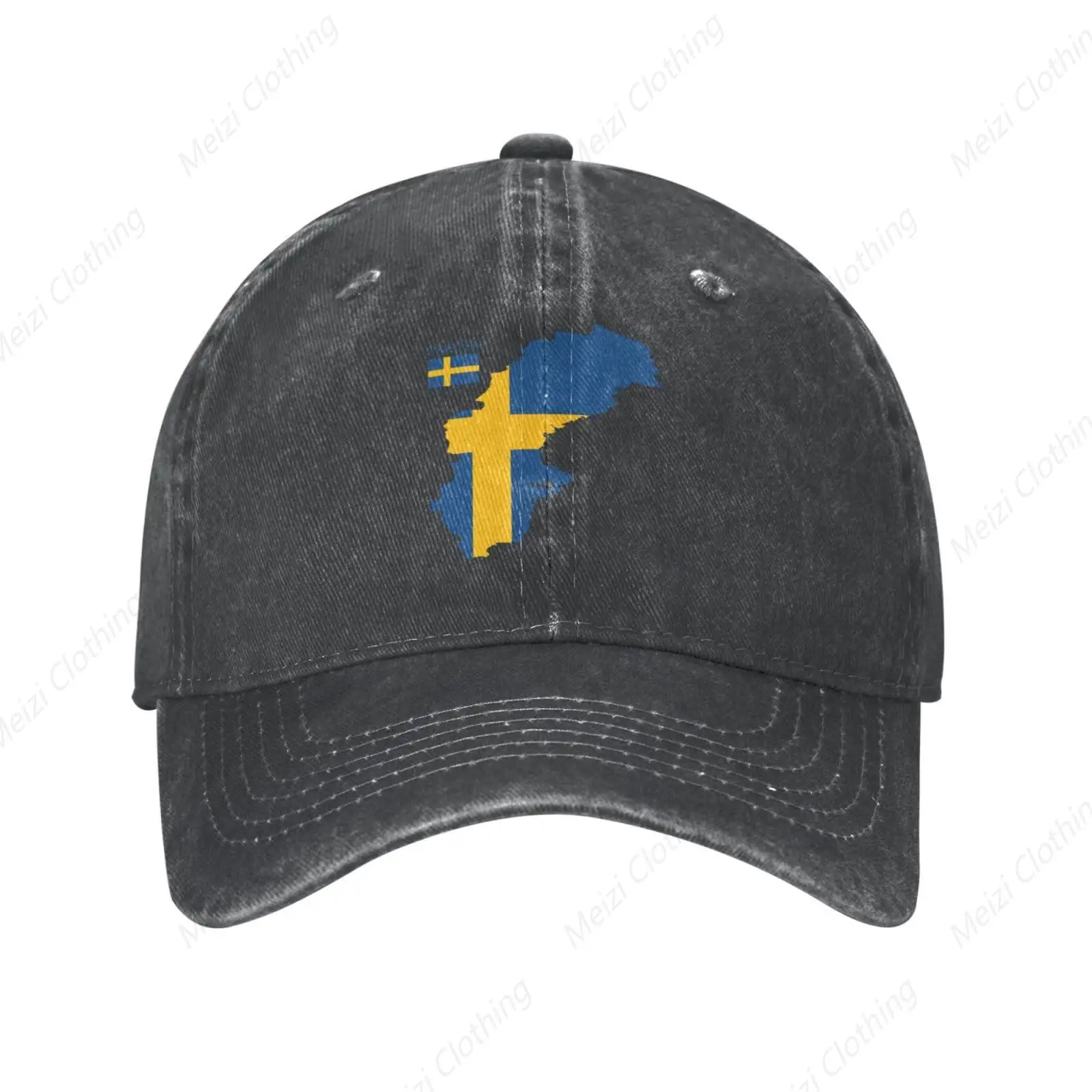 Swedish Flag Swedish Gift Retro Baseball Cap Outdoor Sports Men's And Women's Adjustable Dad Hat Washed Denim Hat