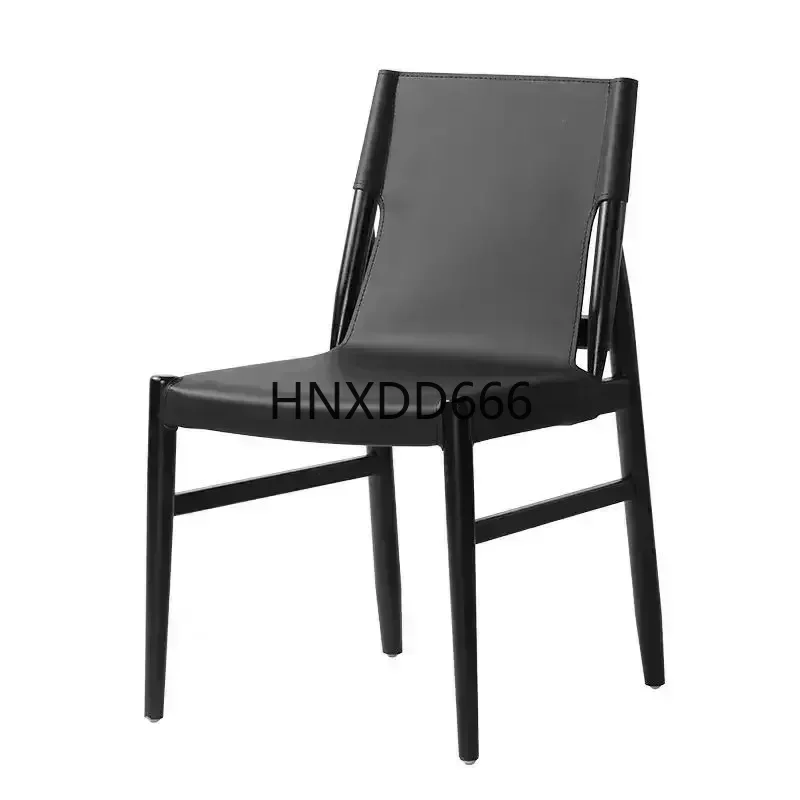 Modern Saddle Leather Dining Chair Simple Luxury for Home Use, High-Back Design for Upscale Hotels and Meeting Spaces