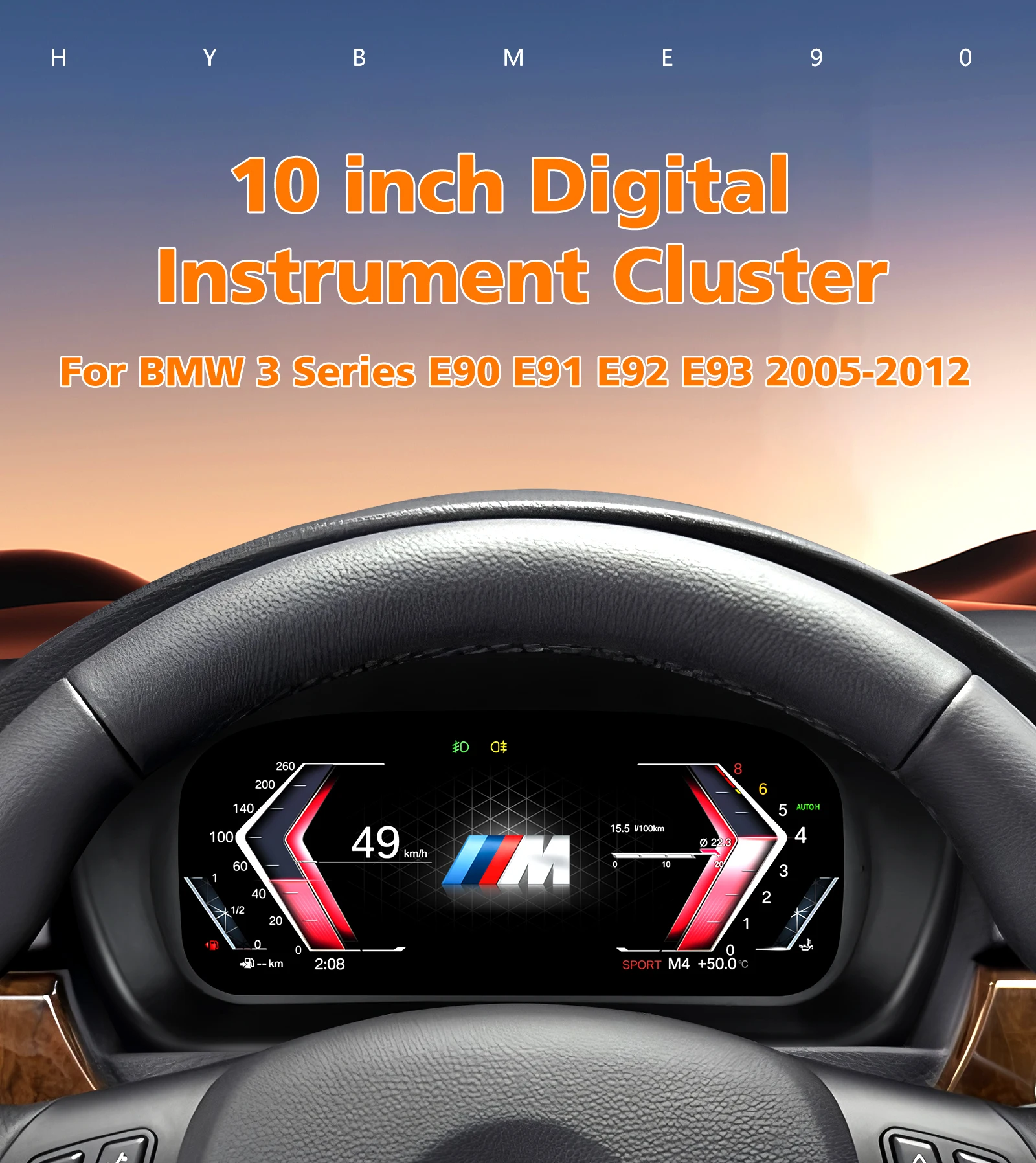Hizpo Digitales Auto-Instrumentencluster für BMW 3er Serie E90 E91 E92 E93 2005 - 2012 10-Zoll LCD-Panel Armaturenbrett Tachometer Linux – Detail 1