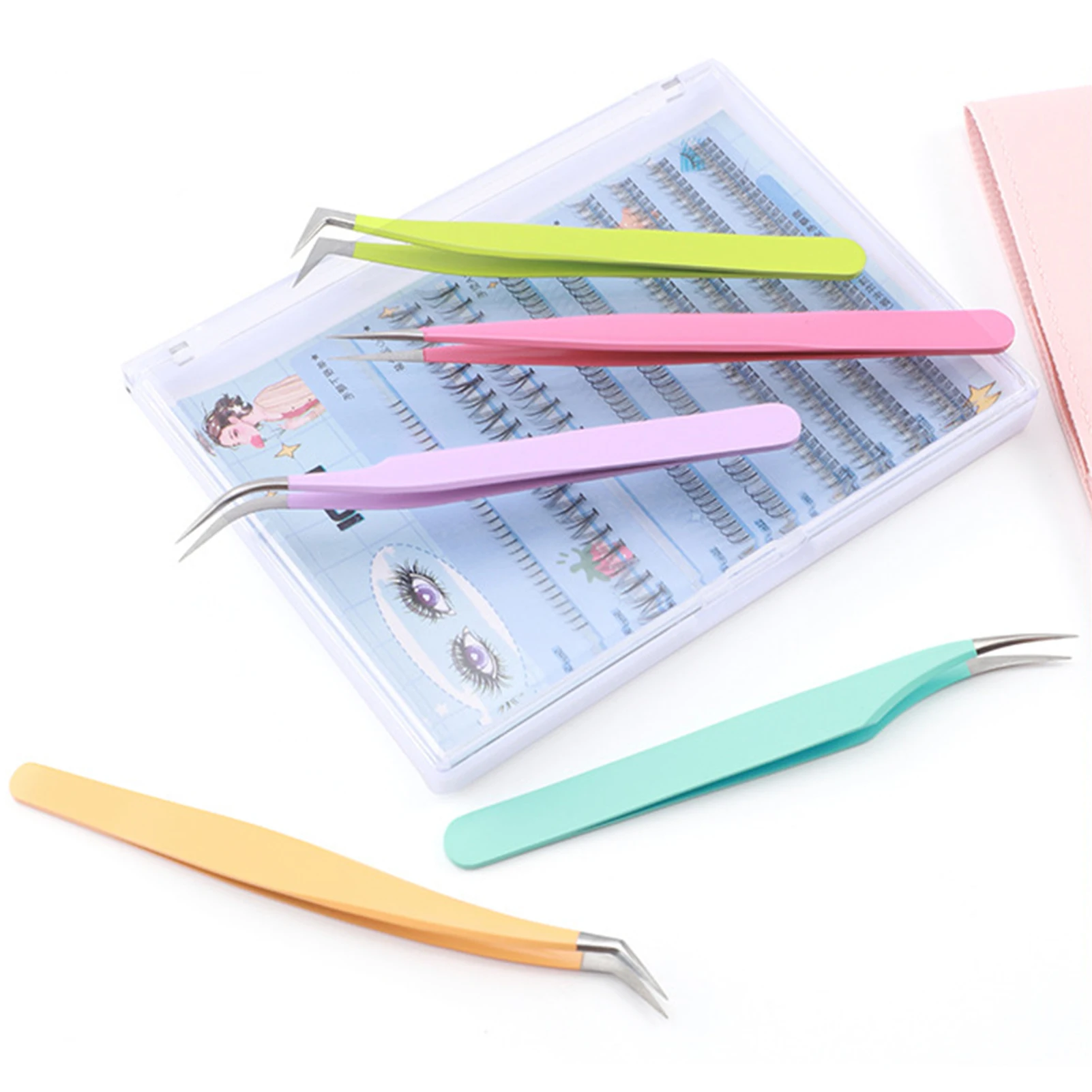 1-5 stks Professionele Wimper Pincet DIY Lash Extension Gereedschap Hoge Precisie Rvs Valse Wimper Pincet make-up salon