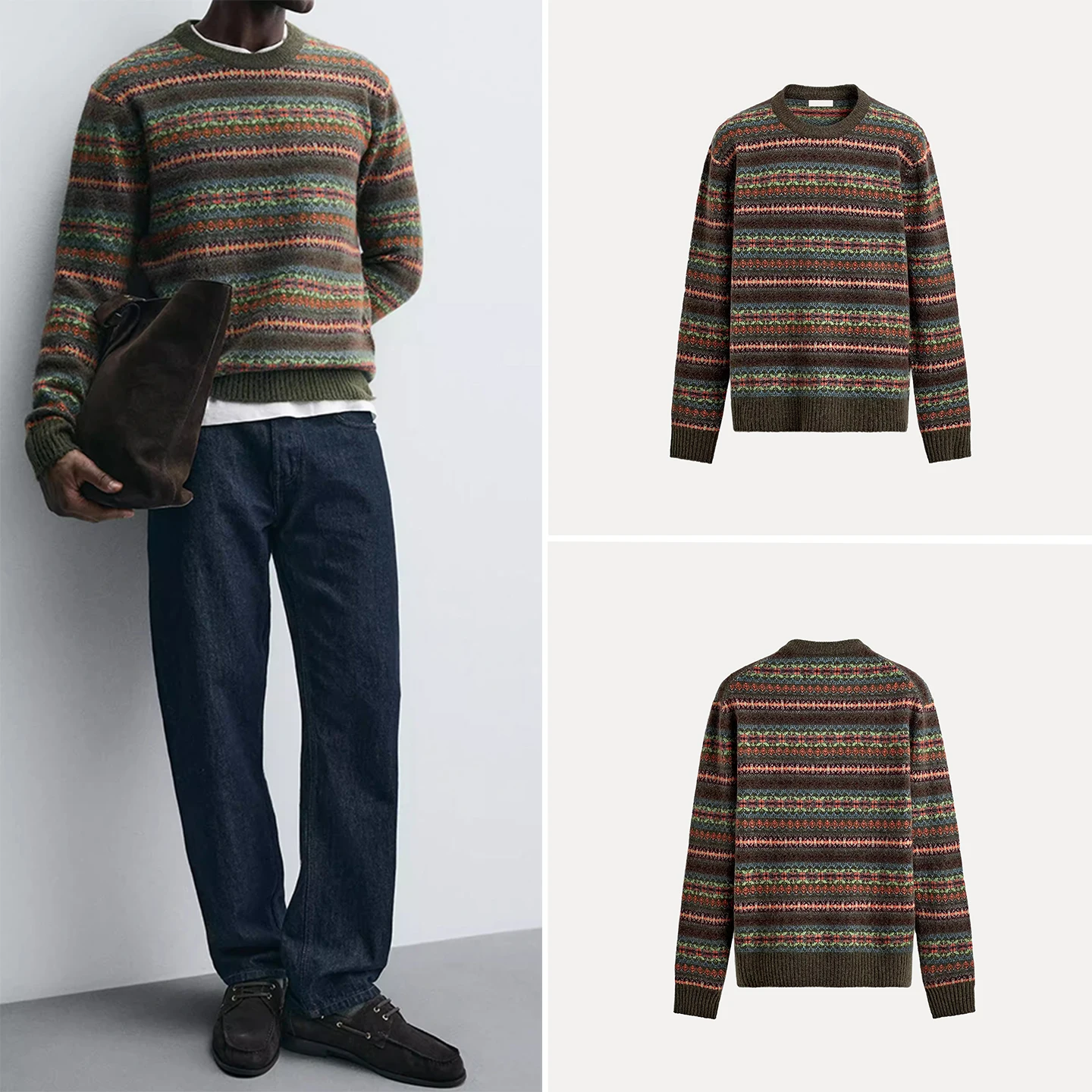 

Faionable Knitted Long Sve round Ne Sweater Personalized Pattern Autumn 2025 New Arrival Men's Casual Comfortable Brea...